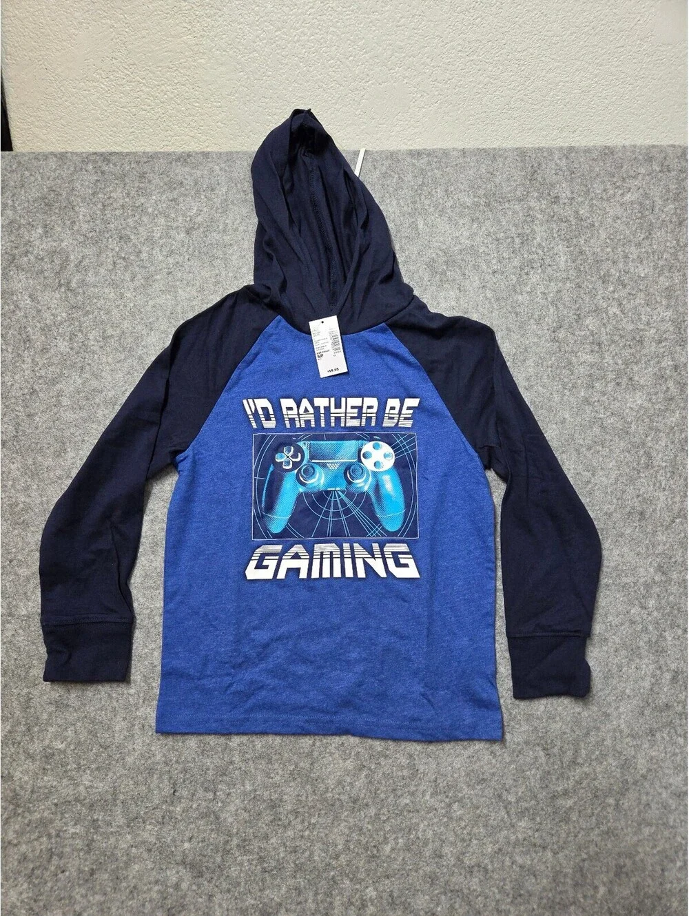 The Children's Place Boys Blue Hooded Graphic Shirt S (5/6) Nwt